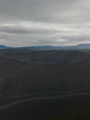 Huge inactive volcano with a cloudy moody sky