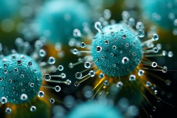 Virus molecule microscope bacteria microbiology science study analyzing disease microorganism cell nucleus pathogen examining health pandemic infection 3d illness microbe medicine laboratory immunity 