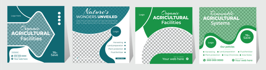 Social Media and Web Banner Templates for Lawn and Gardening Services. Instagram Bundle for Lawn Care and Landscaping