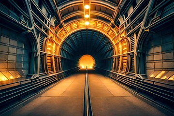 tunnel of lights - obrazy, fototapety, plakaty