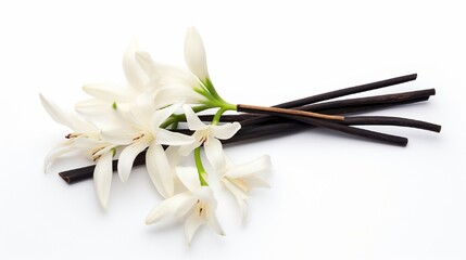 The fragrant vanilla isolated on white background