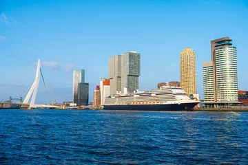 Poster Rotterdam skyline at sunny day. Panoramic view. Spectacular Skylines, Captivating Beauty of Rotterdam's City Center Revealed © Ilja