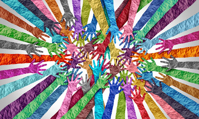 Inclusion and Belonging as an equity concept of acceptance and integration of diversity with social equality of different global cultures as diverse people in society uniting together.