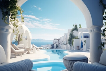 Obraz na płótnie Canvas Villa with swimming pool. summer concept. Generative AI