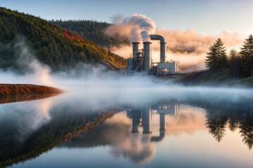 Geothermal energy unveiled: stunning power plant and scenic serenity