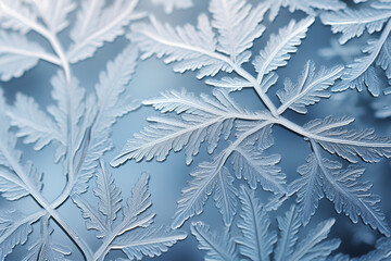 Photograph a detailed close-up of delicate frost forming a lacy pattern on glass, highlighting the elegance and beauty of nature's artwork in the winter chill.