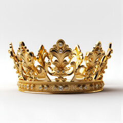 Golden crown with jems. White background