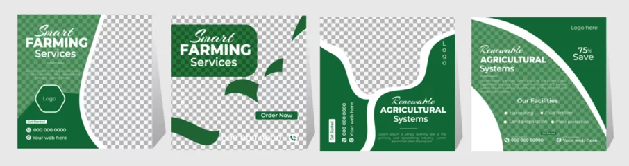 Gordijnen Social Media and Web Banner Templates for Lawn and Gardening Services. Instagram Bundle for Lawn Care and Landscaping © Graphics_Trick