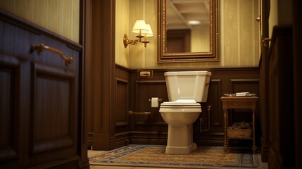 Obraz na płótnie Canvas A collection of HOTEL photos showing a toilet in a bathroom.