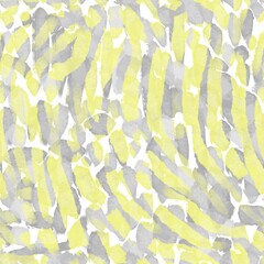 Seamless abstract geometric pattern. Simple background in yellow, grey, white. Digital textured background. Brush strokes. Design for textile fabrics, wrapping paper, background, wallpaper, cover.