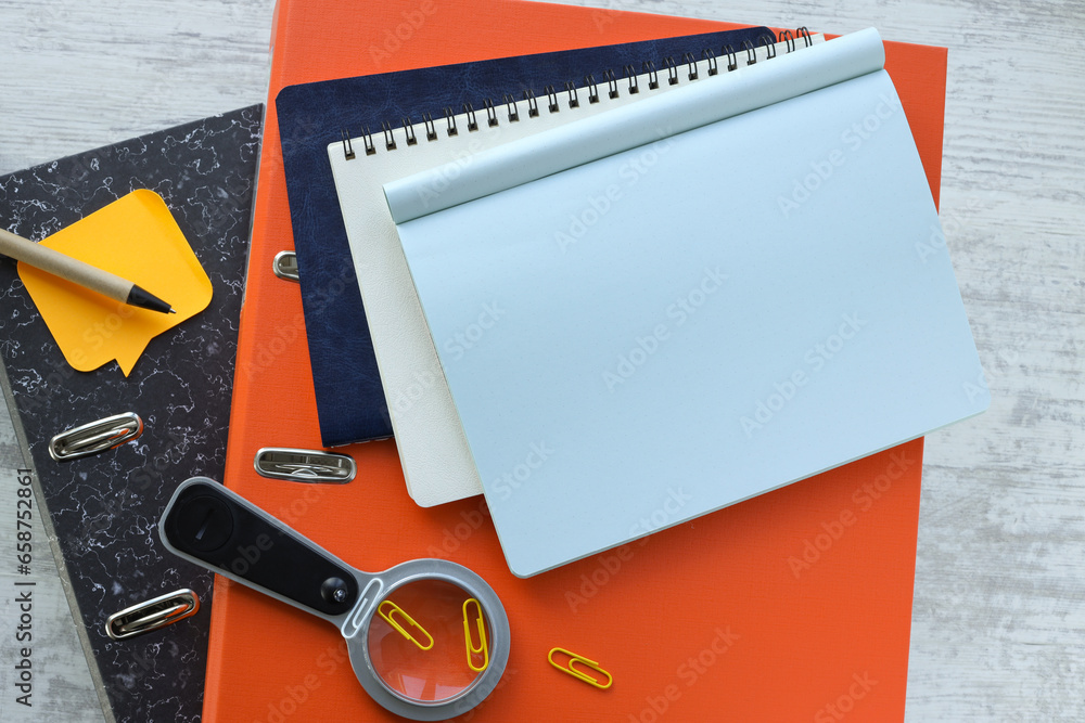 Poster isolated open blank notepad on work desk