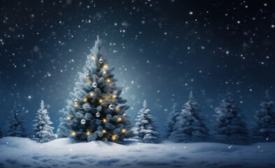 Fototapeta premium Christmas Tree Magic in a White Wonderland
