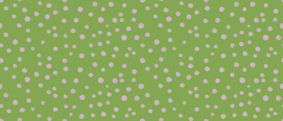 Seamless abstract geometric pattern. Simple background with pink dots and green texture. Digital brush strokes background. Design for textile fabrics, wrapping paper, background, wallpaper, cover.