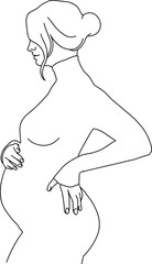 Pregnant woman line art. Pregnancy art.