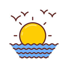 Ocean Sunrise icon in vector. Illustration