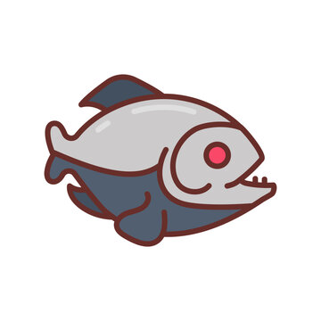 cartoon piranha fish with sharp teeth clip art preview