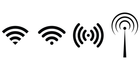 set of wifi icons vector isolated on white  - obrazy, fototapety, plakaty