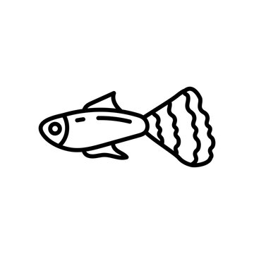 black outline fish swimming clip art preview