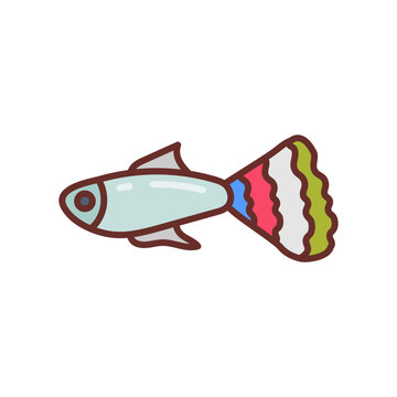 colorful cartoon guppy fish swimming clip art preview
