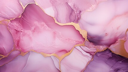 Luxury abstract modern background pink, purple marble texture with golden glitter . Fluid art in alcohol ink technique