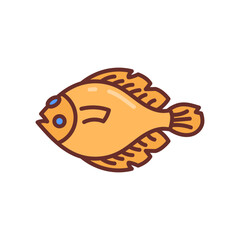 Flounder icon in vector. Illustration