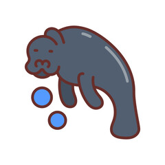 Manatee icon in vector. Illustration