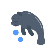 Manatee icon in vector. Illustration