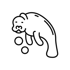 Manatee icon in vector. Illustration