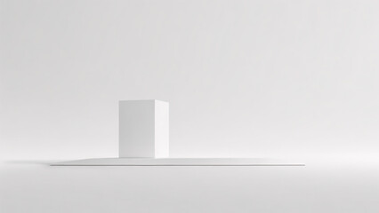 White podium on white background, 3d rendering. cube minimal concept