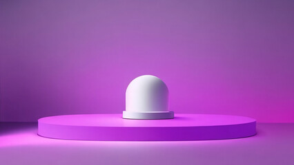 3d render of white round cylinder with purple podium on purple background. Abstract minimal