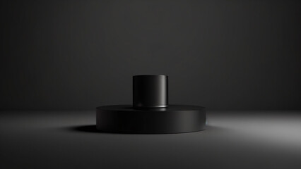 Black round podium on black background. Mock up, 3D Rendering - obrazy, fototapety, plakaty