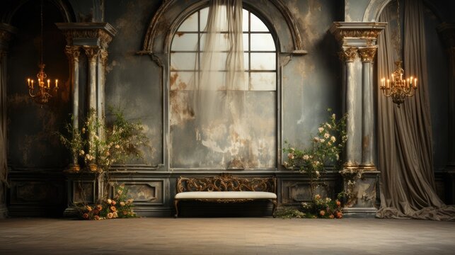 Clean elegant ancient studio backdrop for studio photography
