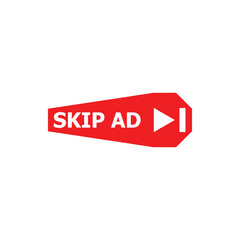 Skip ad icon. Skip ad button. Simple style company poster background symbol. Skip ad brand logo design element. Skip ad t-shirt printing. Vector for sticker.