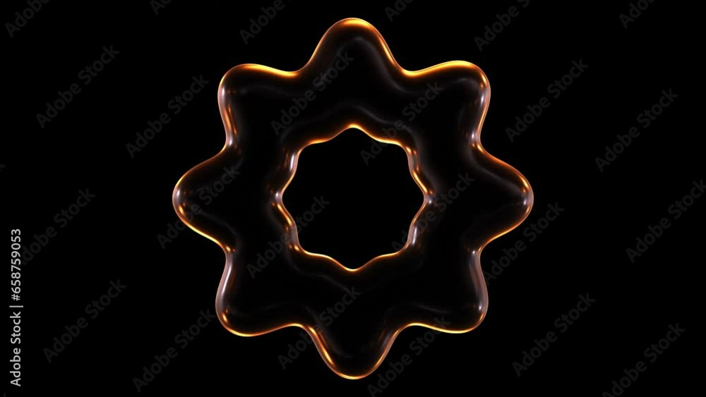 Poster animation of glowing geometric frame isolated on black background in 3d rendering.