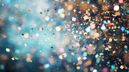 colorful confetti and glitter in a moment of celebration, on a vibrant background