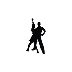 Fototapeta na wymiar Rumba dancers icon. Simple style man and woman rumba dancers lessons course company poster background symbol. Rumba dancers brand logo design element. Rumba dancers t-shirt printing. 