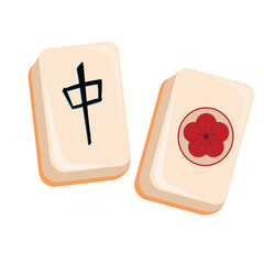 Mahjong or majiang. Chinese gambling game. Dice. Vector stock illustration. Isolated on a white background.