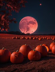 halloween pumpkin and moon
