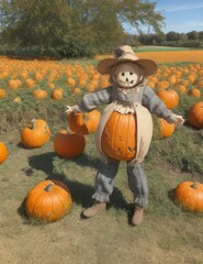 scarecrow and pumpkins