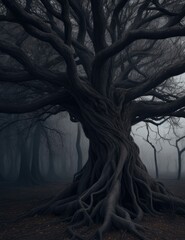 tree in the fog
