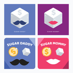 Abstract sign of Sugar Daddy and Mommy. Square version