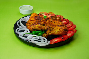 Chicken Tikka. Tandoori Chicken Indian Pakistani style non vegetarian spicy food           