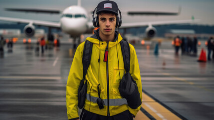 Vibrant Ramp Attendant in Action