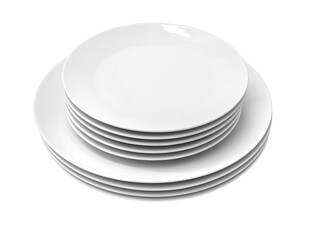 a stack of white plates
