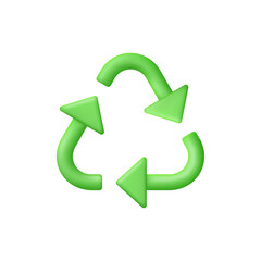 3D Recycling symbol. Recycle Reuse Reduce Icon.