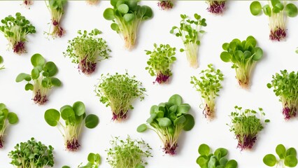 microgreens sprouts - healthy and fresh food - obrazy, fototapety, plakaty