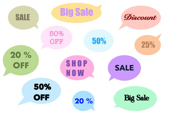 vector of colored circles with discounts, promotions and sales. Discounts and sales icons.