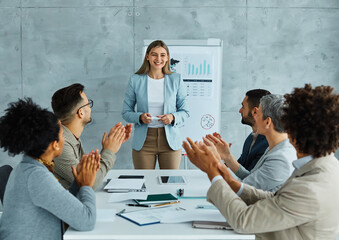 young business people meeting office teamwork group whiteboard presentation seminar woman...