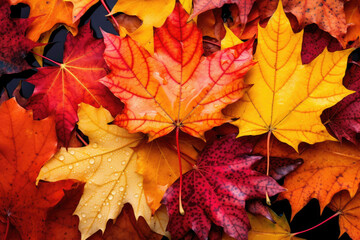 Naklejka na ściany i meble Maple leaves close up in autumn season