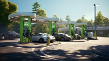 Obraz premium electric vehicle charging station or point